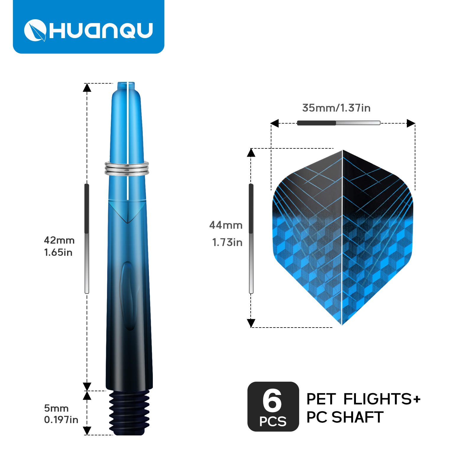 Huanqu 47mm Dart Shafts 6Pcs+  - Sports Equipment In Flight recension och pris